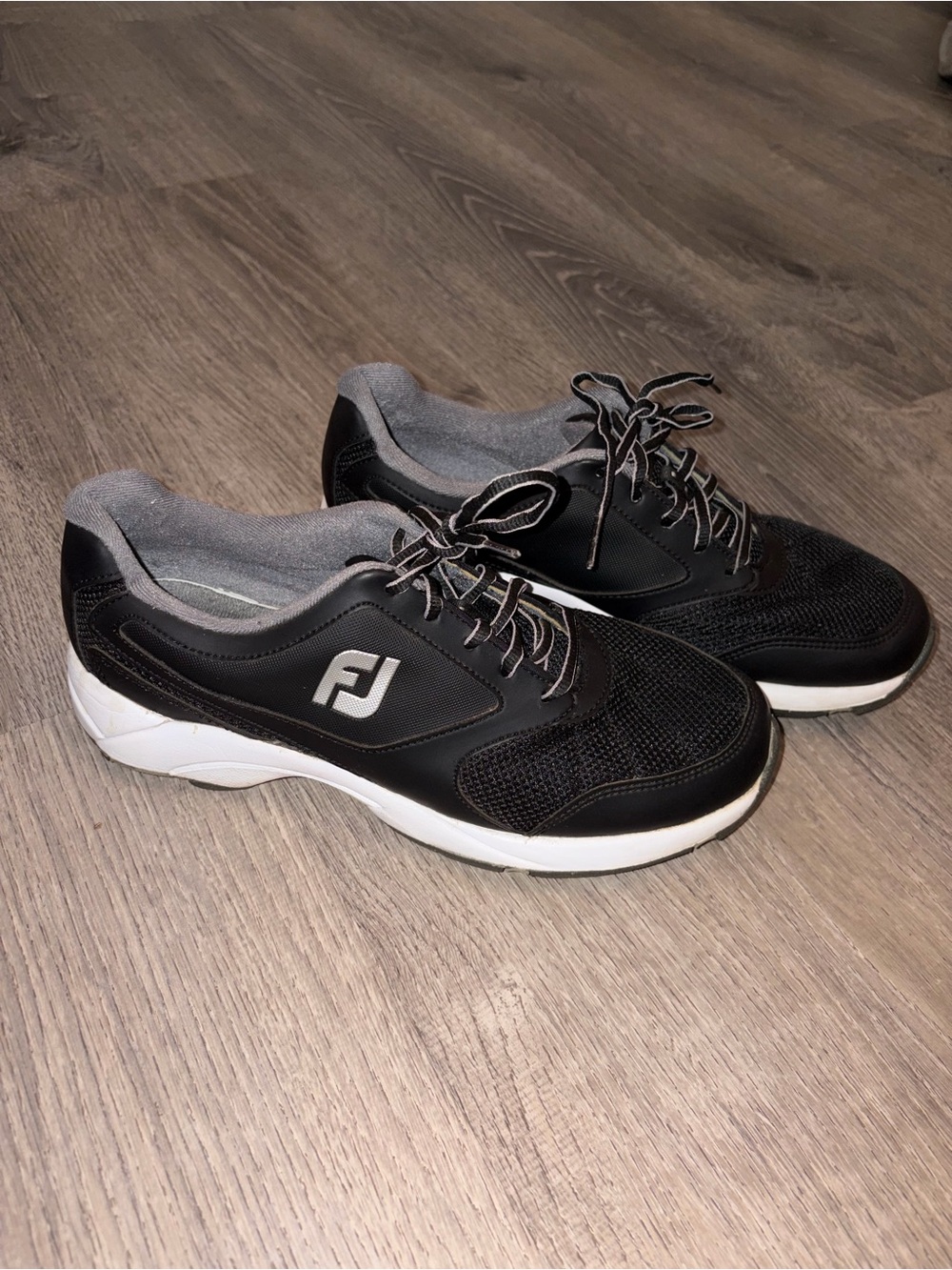 FootJoy Men’s Black Athletic Golf Shoes with White Soles